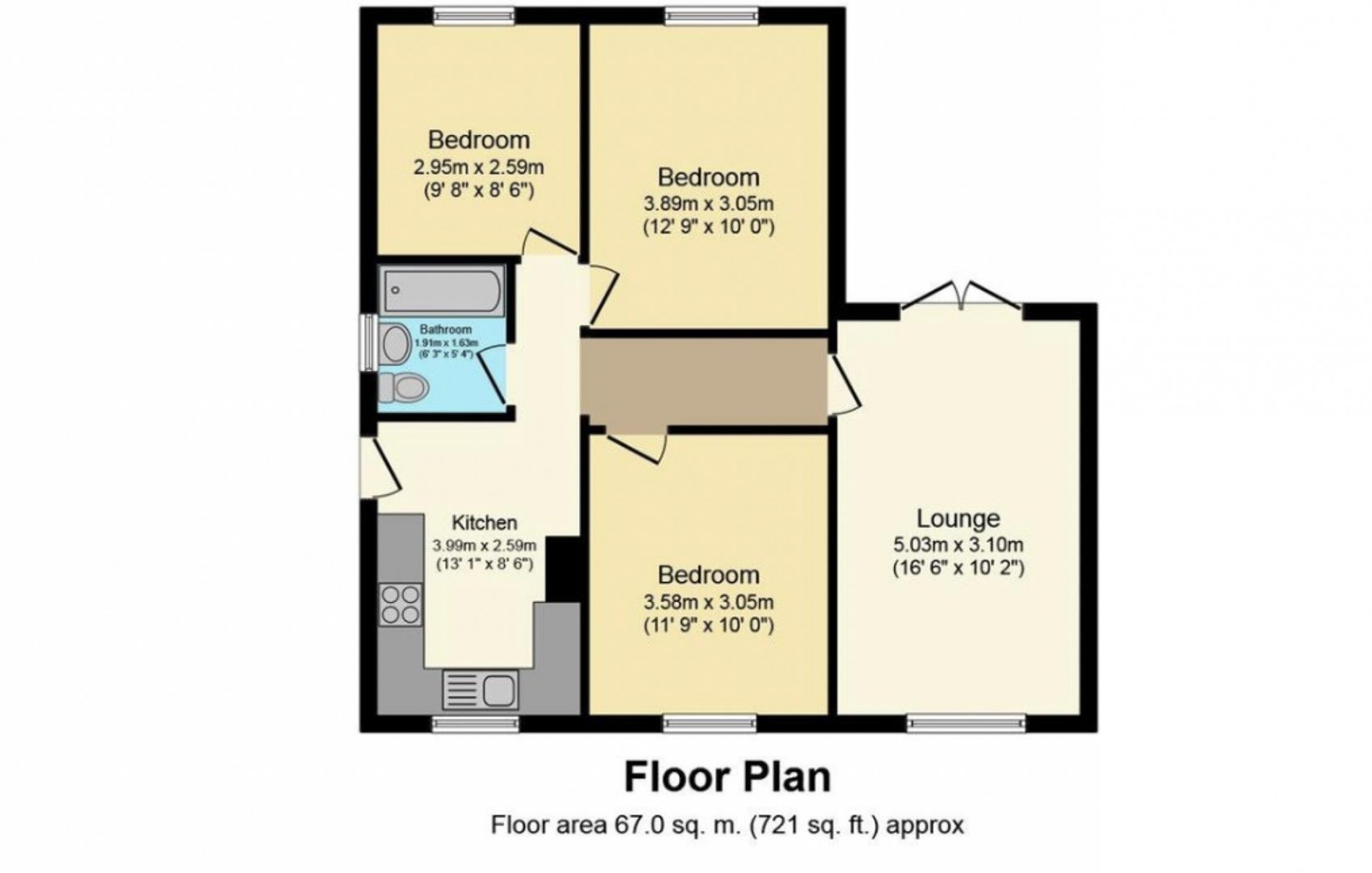 Floorplan for Worcester Avenue, Mansfield Woodhouse, Mansfield