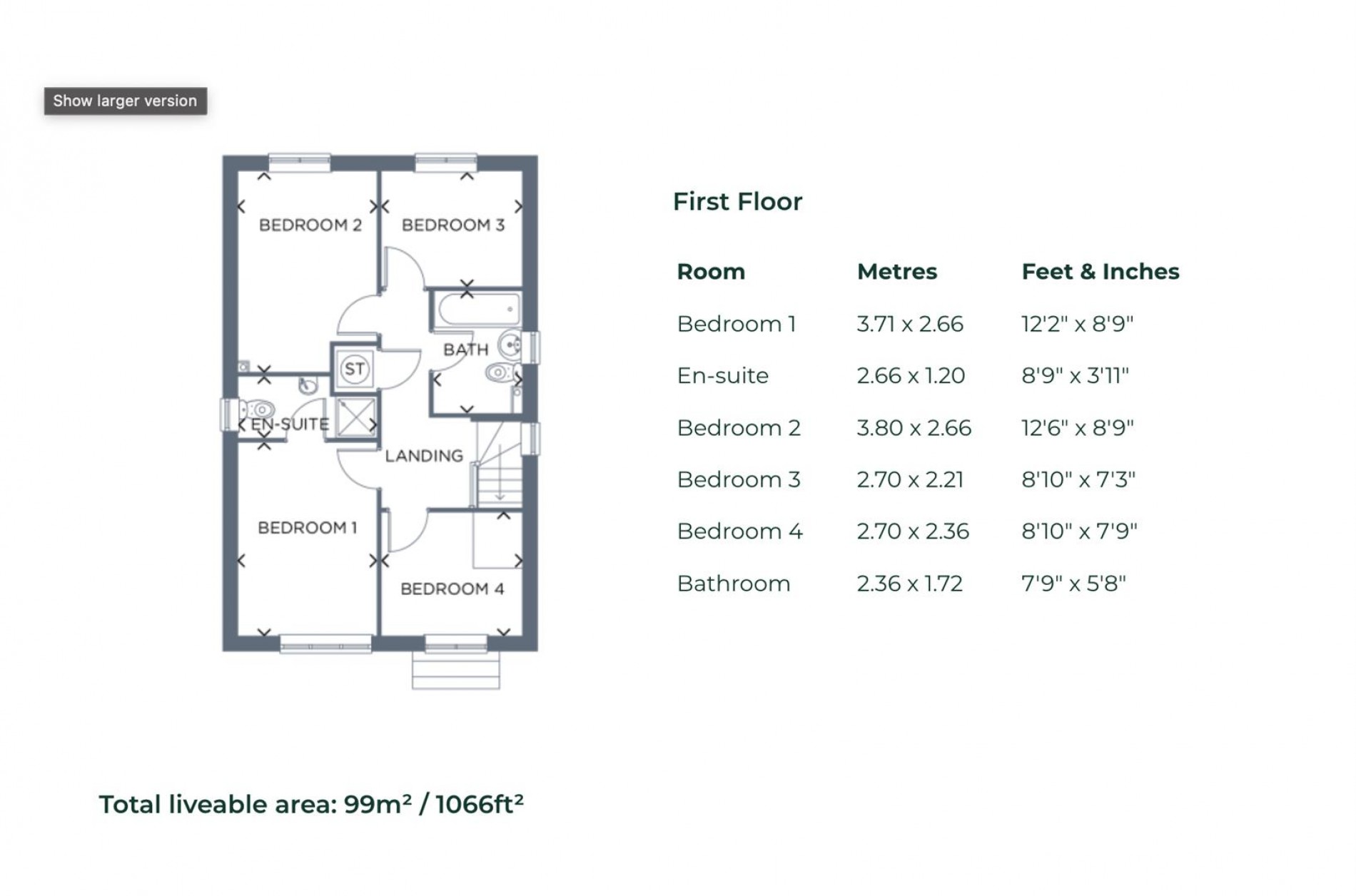 Floorplan for Erin Court, The Grove, Poolsbrook