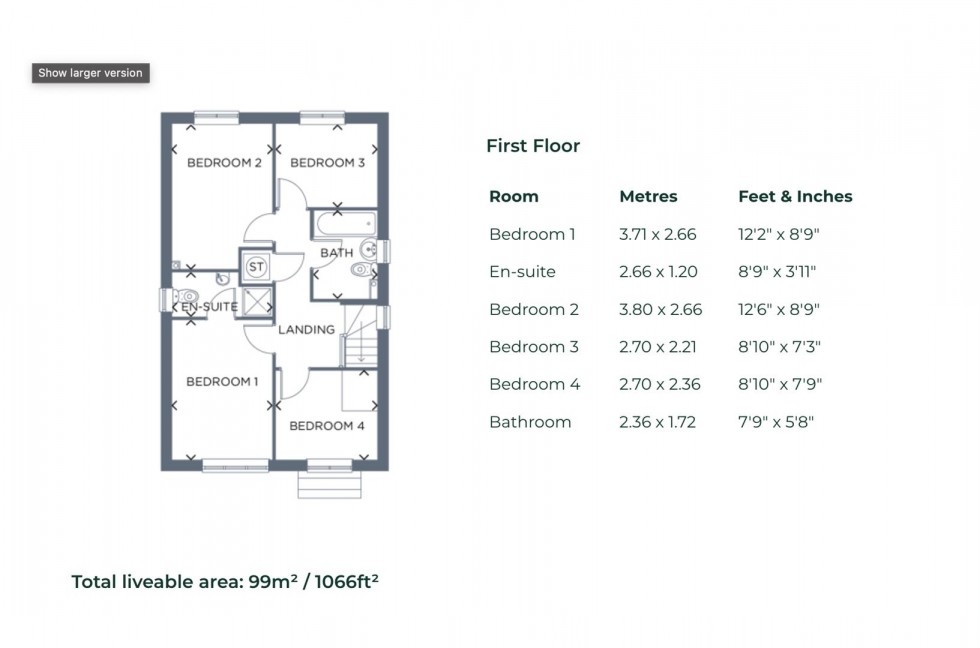 Floorplan for Erin Court, The Grove, Poolsbrook